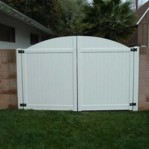 White Solid Privacy Double Arched Gate