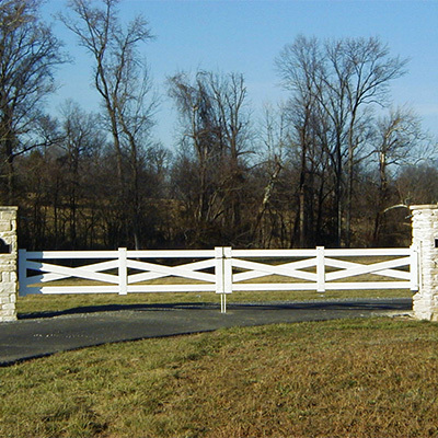 Lamont vinyl gates supplied by Vinyl Craft.