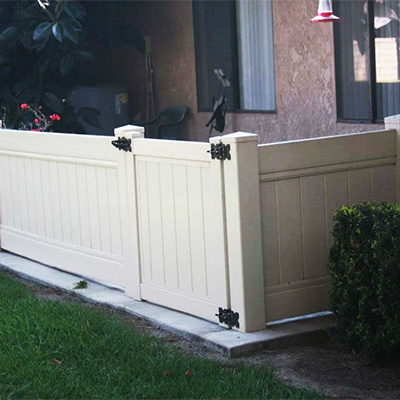 Lathrop wholesale vinyl gate in short tan privacy.