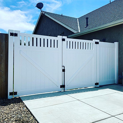 White privacy gates from our Tipton vinyl gate wholesaler.